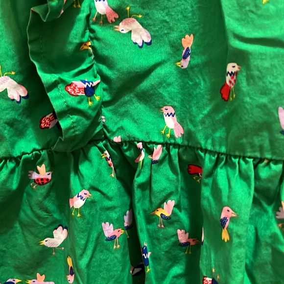 Hanna Anderson girls 14 top green w birds cotton ruffles - Picture 2 of 7